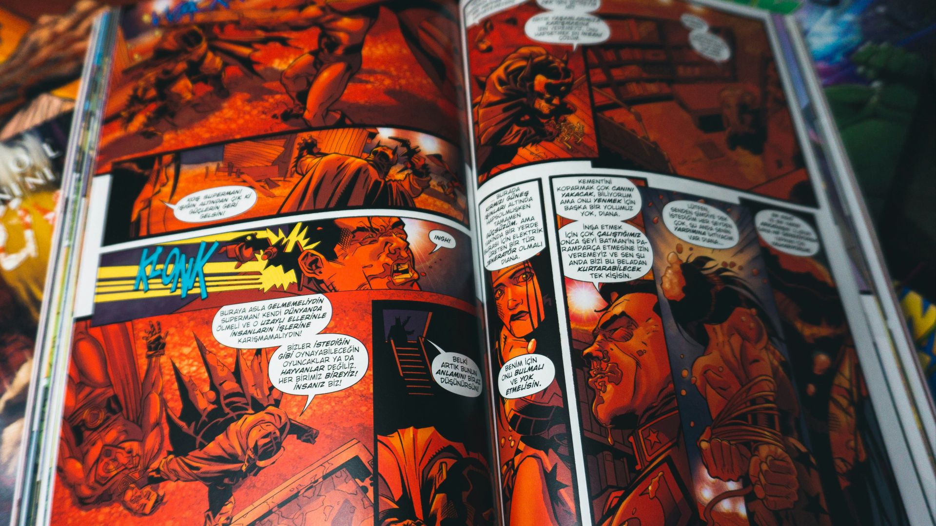 a comic book opened to a page of comics