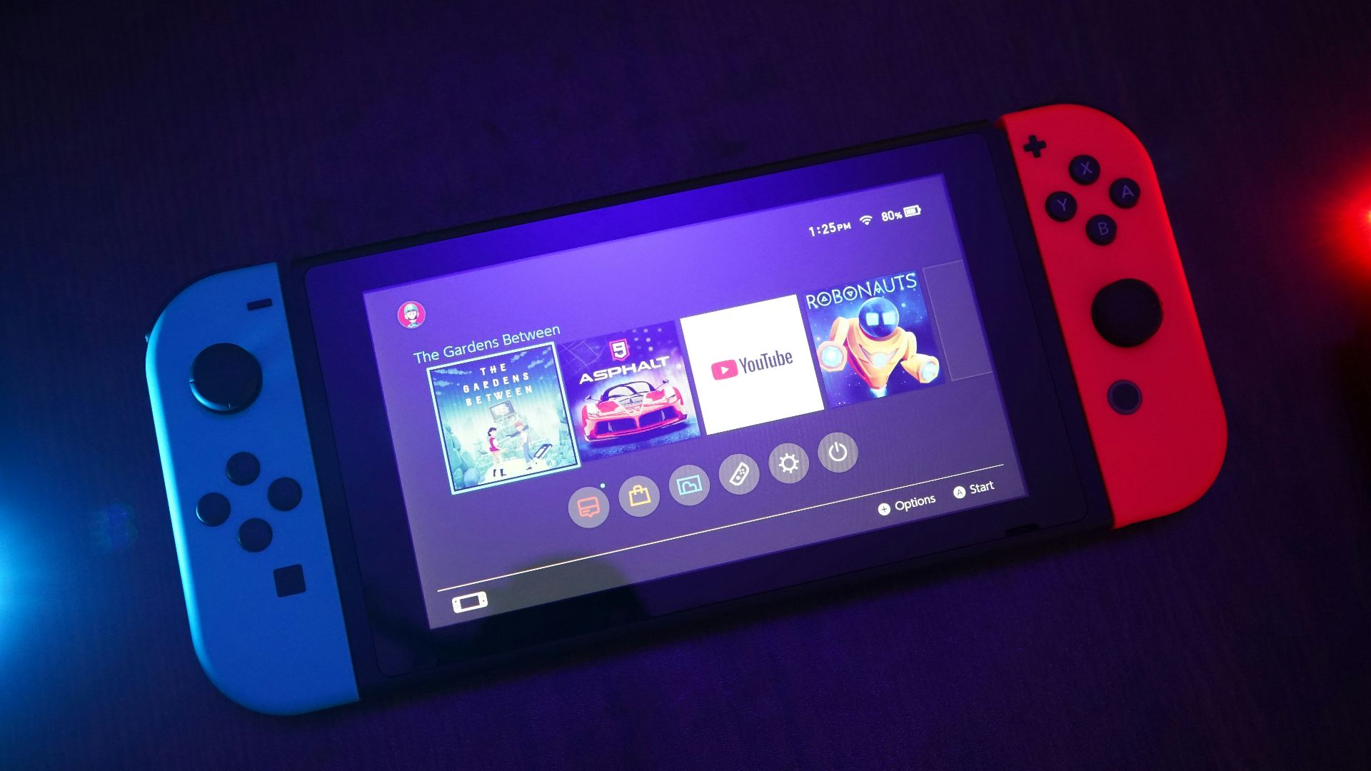 Nintendo Switch console turned on with Joy-Con controls