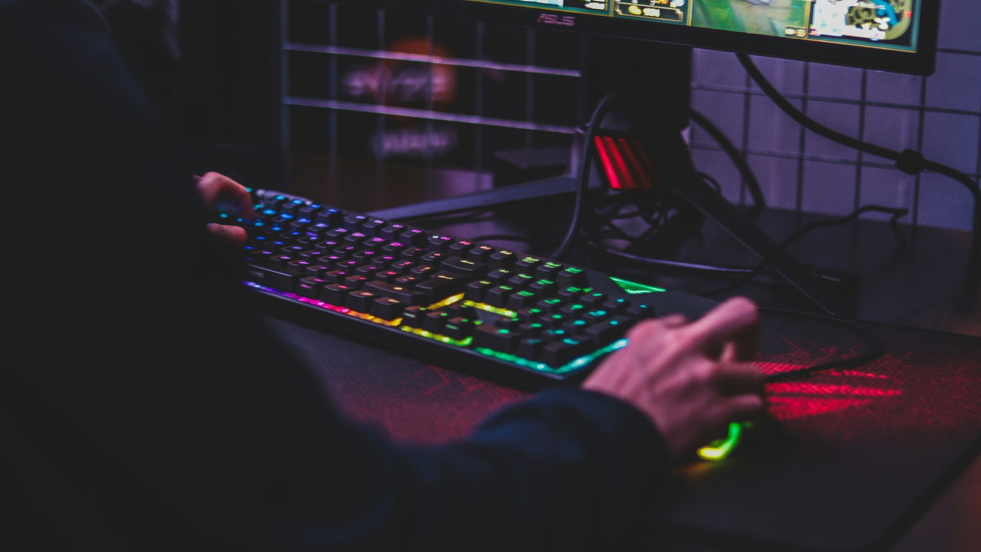 person using desktop computer