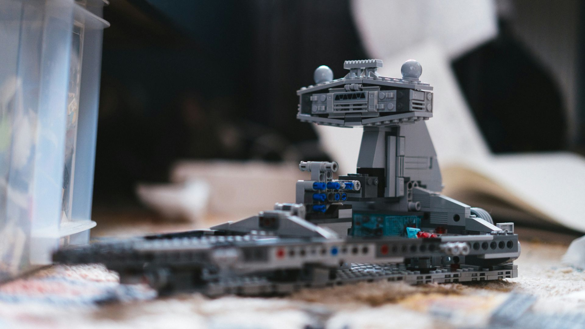 A close up of a lego model on a table