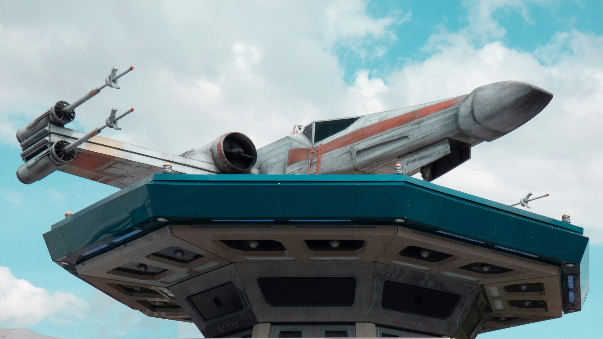 a star wars vehicle on top of a building