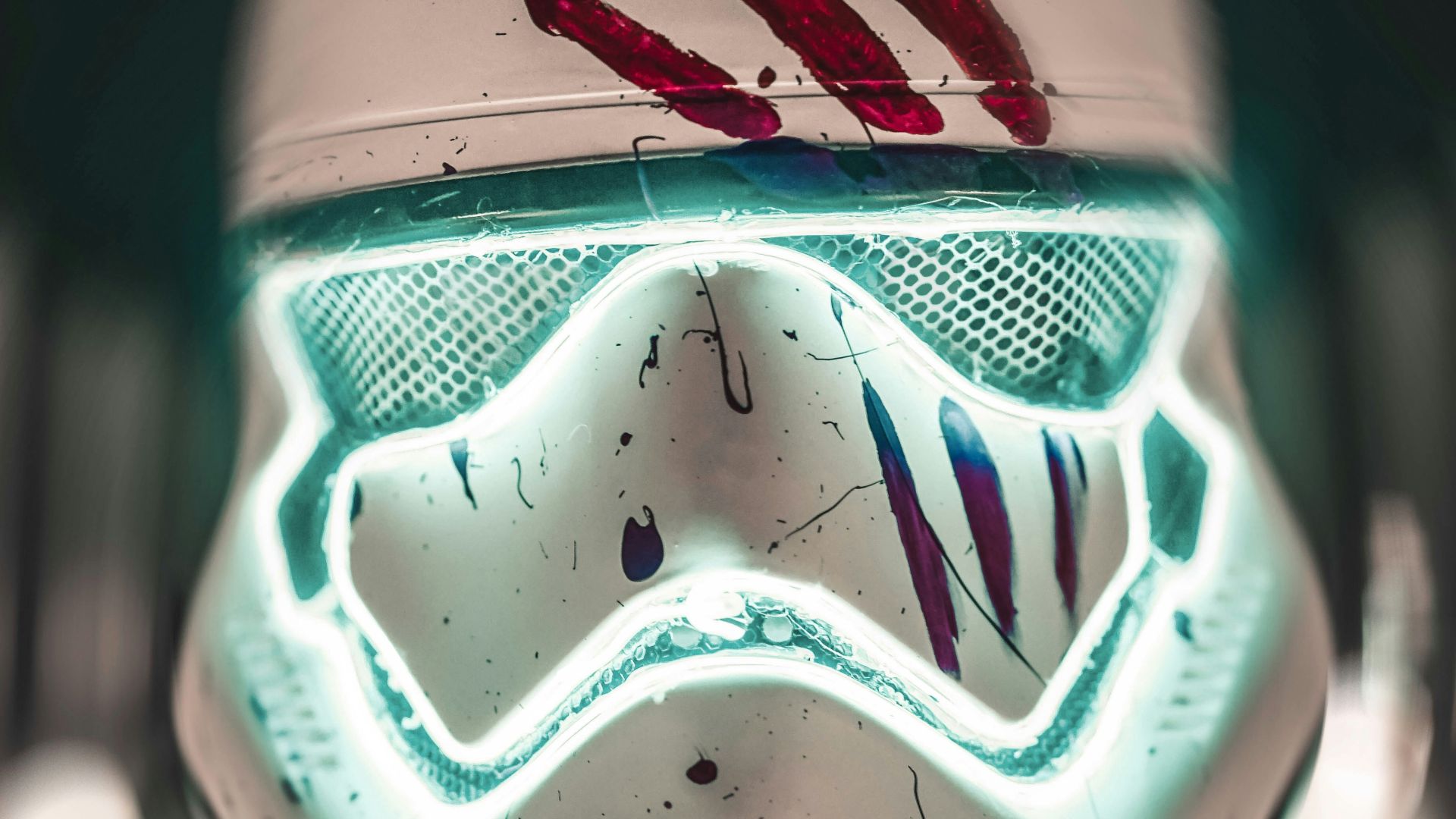 blue red and white mask