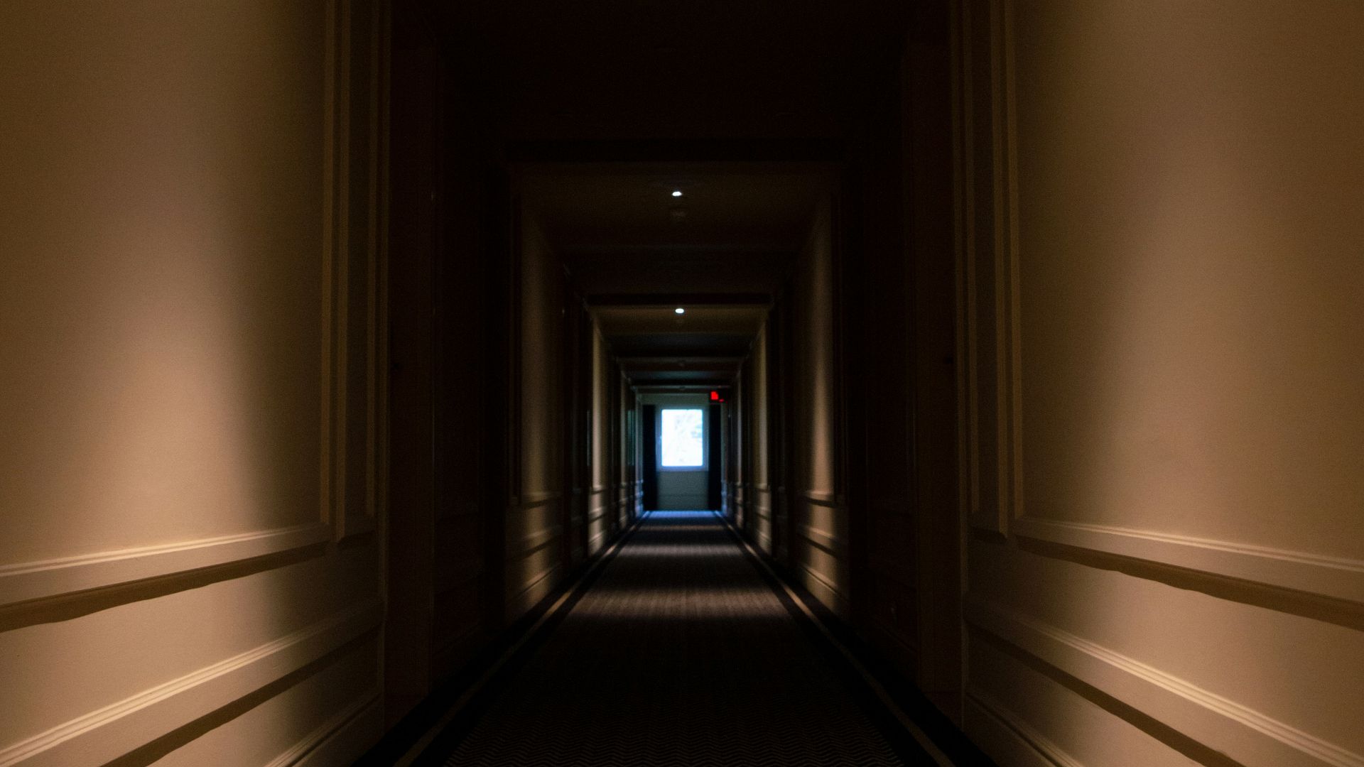 a hallway with a door