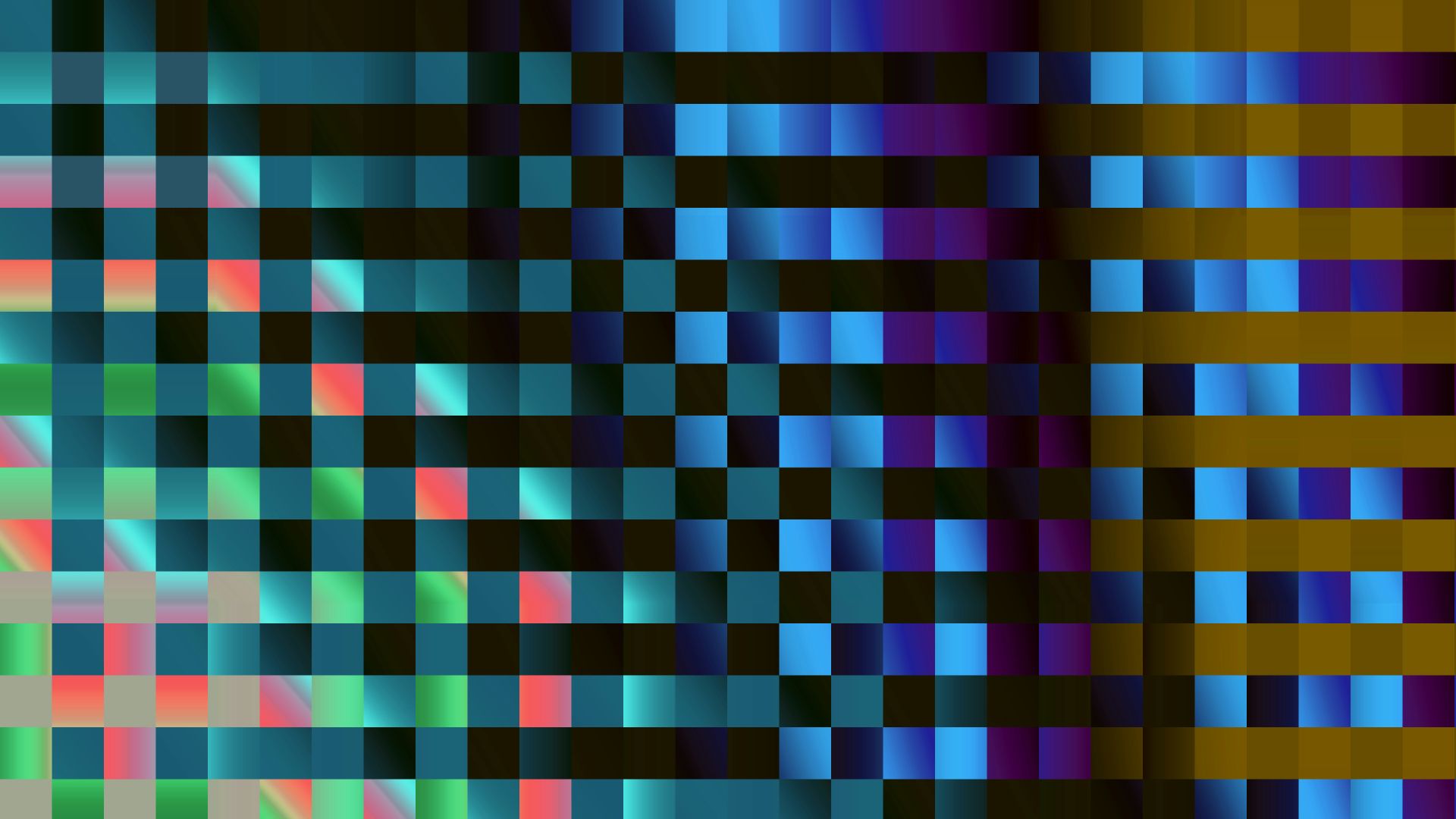 Abstract pattern of blue, purple, and green squares