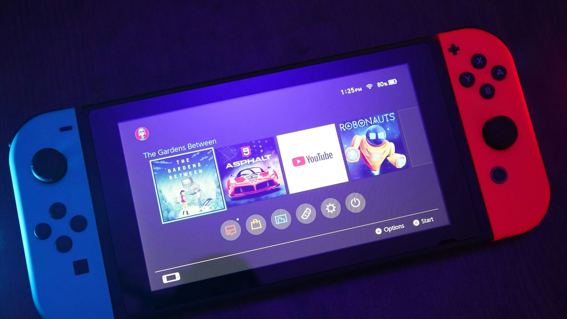 Nintendo Switch console turned on with Joy-Con controls