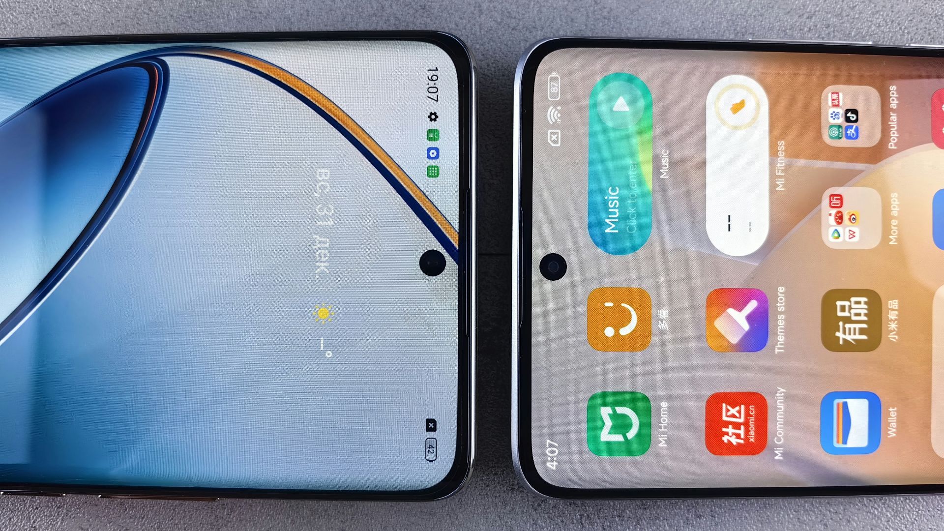 Two samsung phones side by side on a table