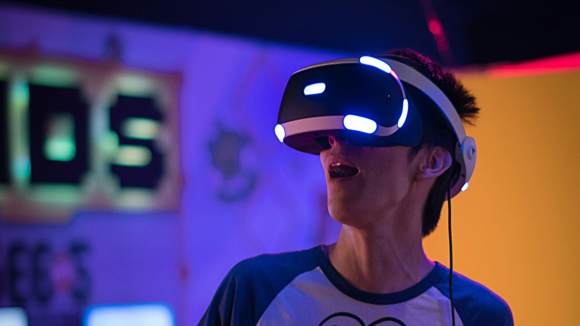 man wearing Sony PlayStation VR