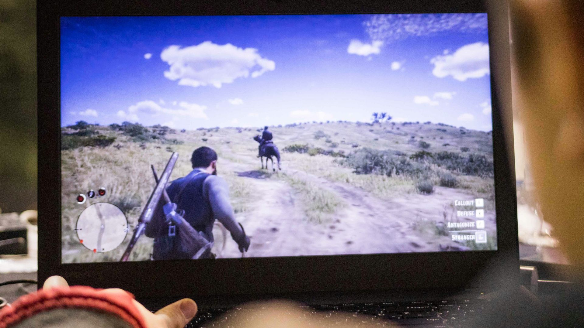 a person holding a camera