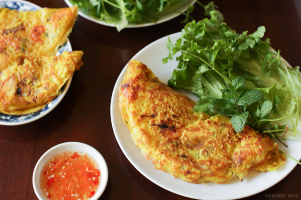 Banh Xeo With Fish Sauce And Vegetables