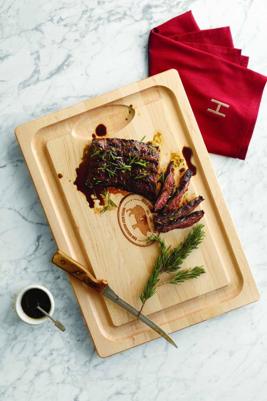 Personalized Cutting Board With Steak Slicef Thin Knife Monogrammed Napkins And Bowl With Sauce (18066444514)