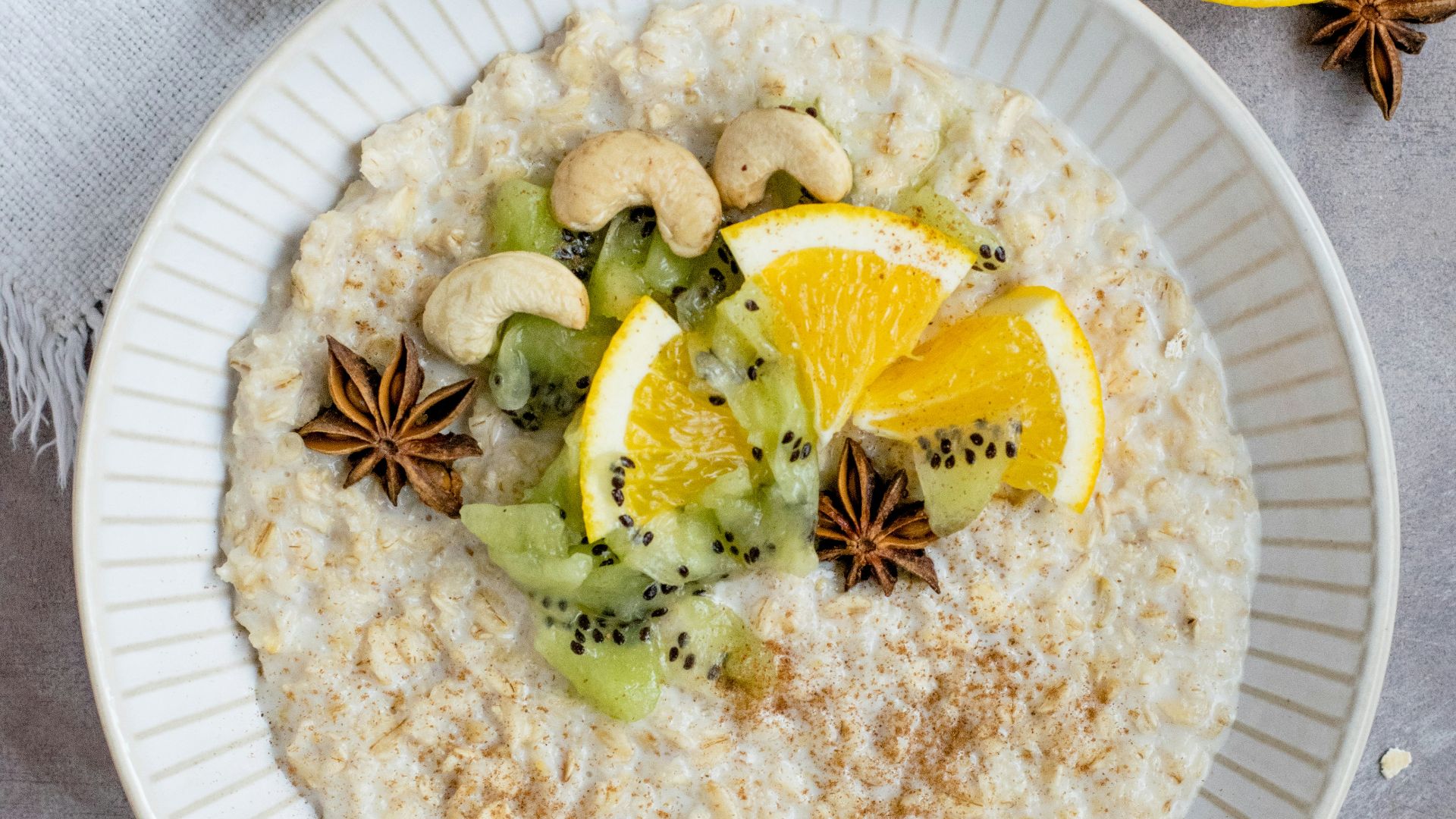 sliced fruit and kiwi on plate