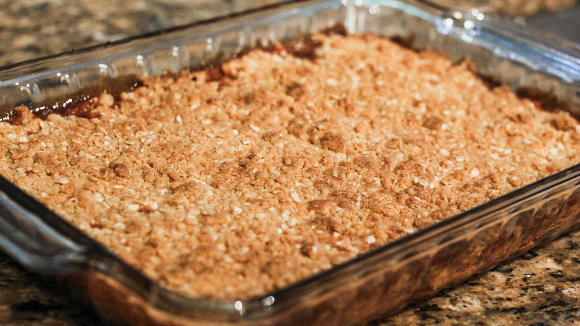 a casserole dish filled with food on a counter