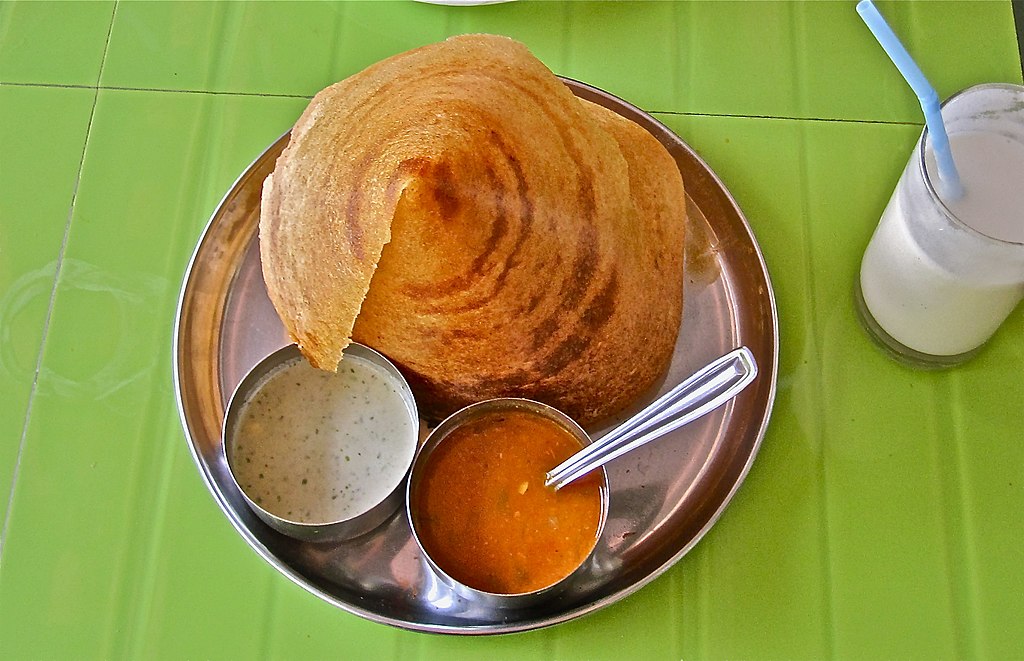 Masala Dosa In Banana Leaf With Chutney