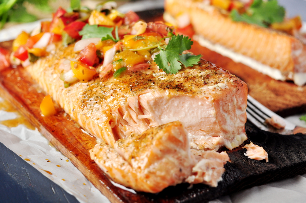 Cedar Plank Salmon With Peach Pico De Gallo 2 (28791090980)
