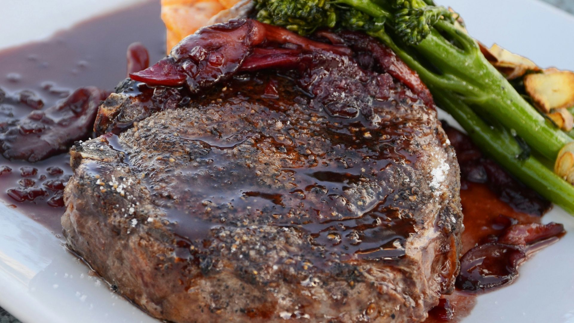 close-up photo of cooked food on square white plate