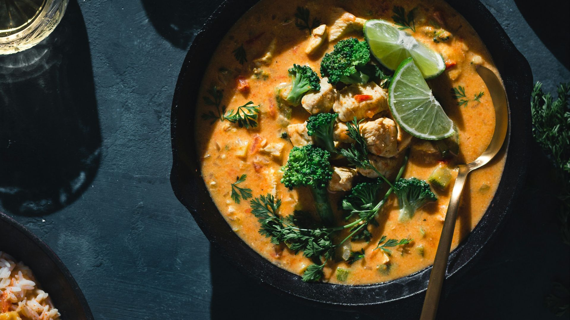 black ceramic bowl with soup