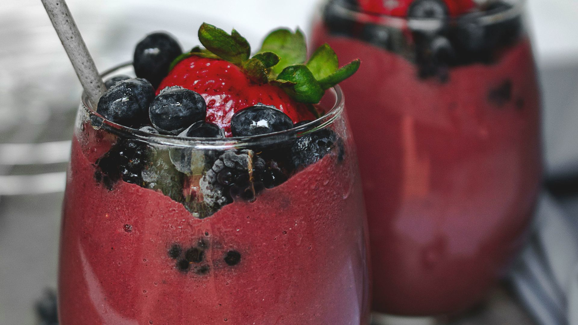 two fruit shake on glasses