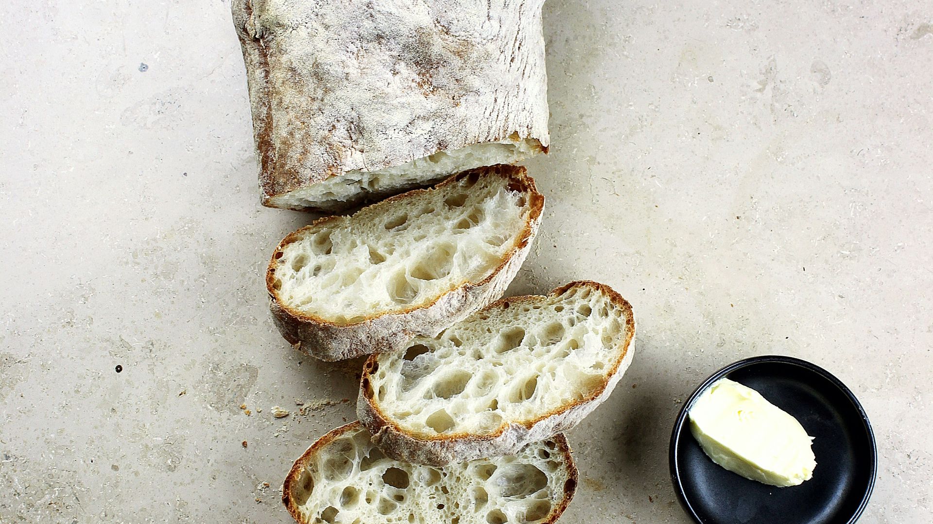 bread slices beside knife