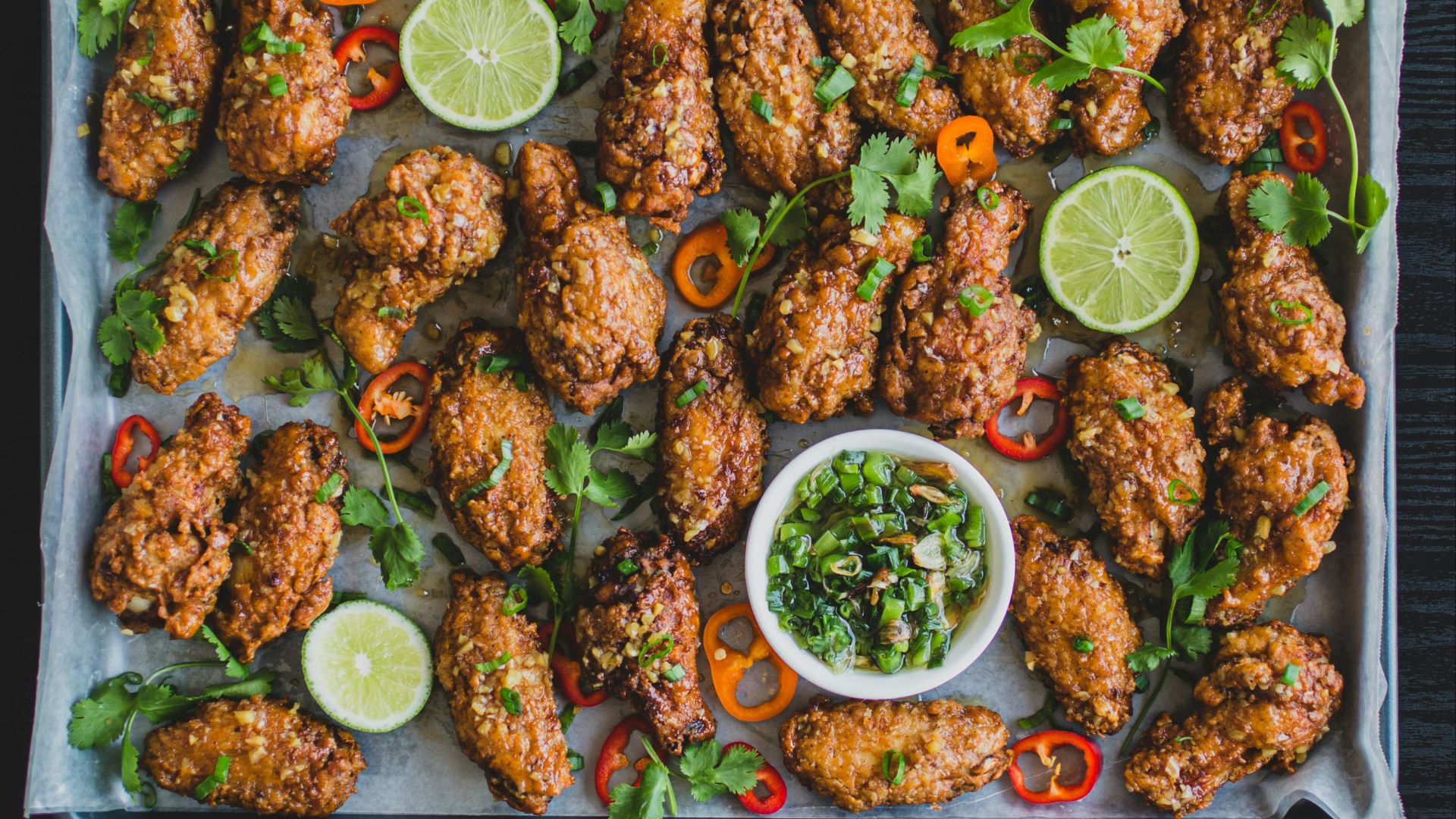cooked food on black tray
