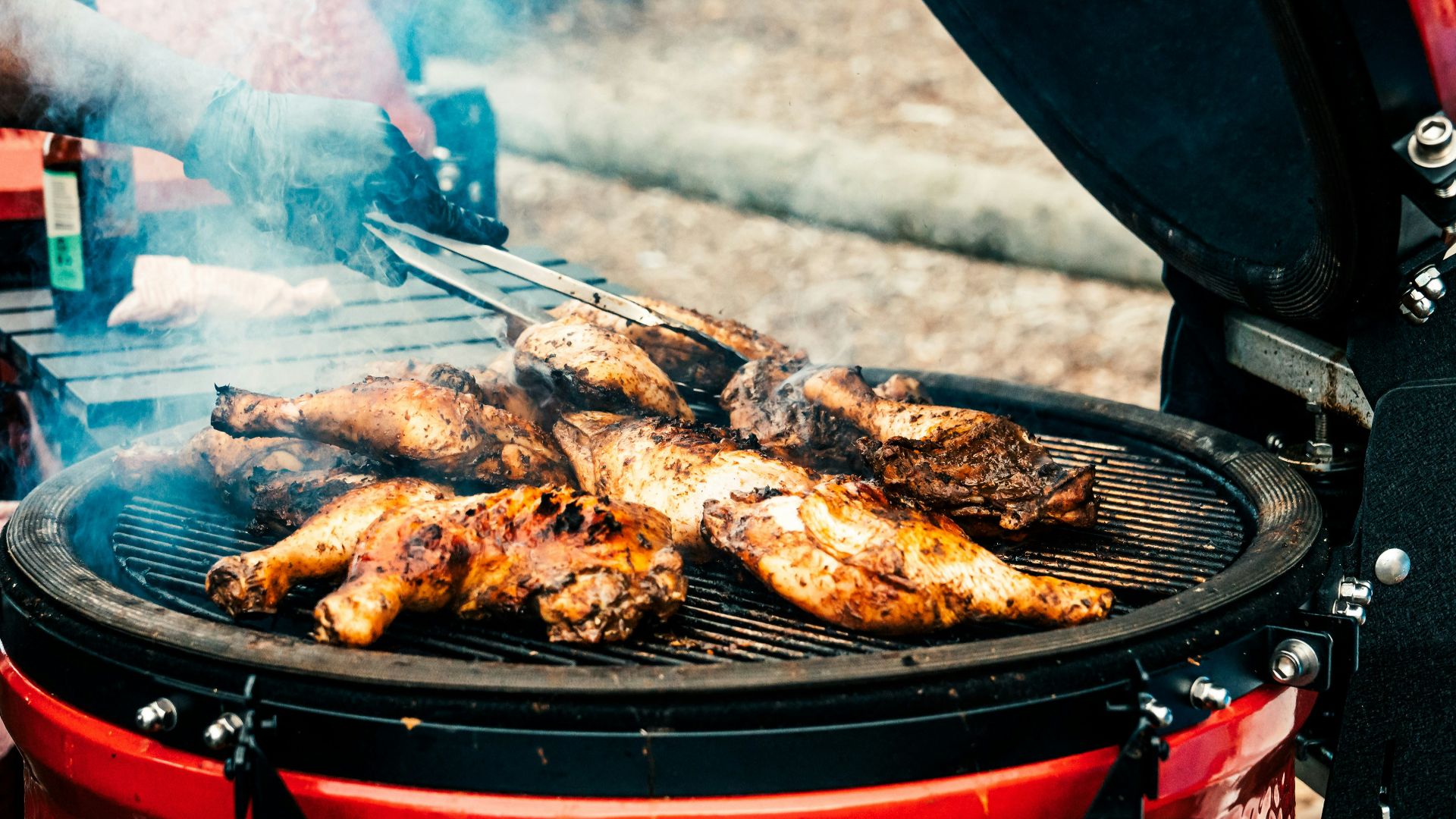 a grill with meat on it