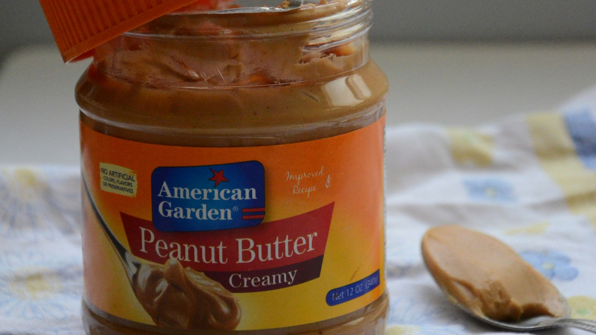 orange and blue labeled jar