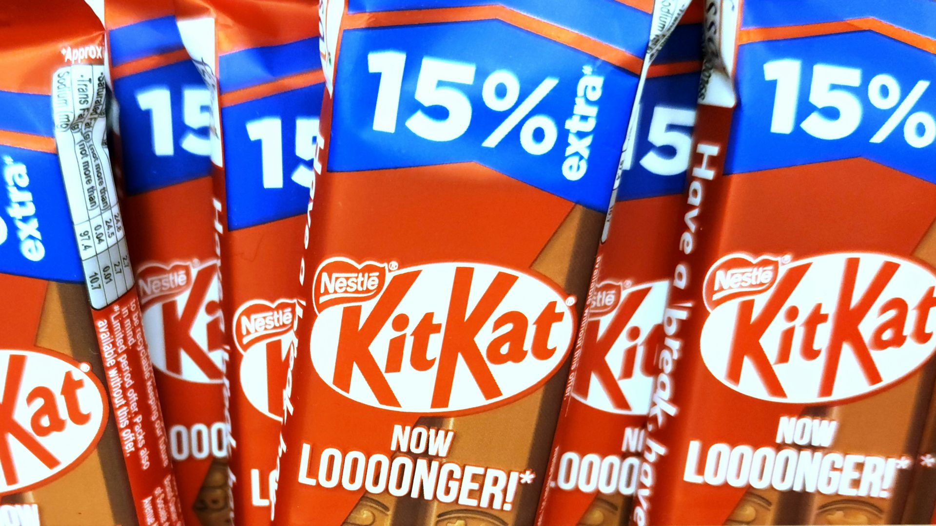 Kit kat bars offer 15% extra.