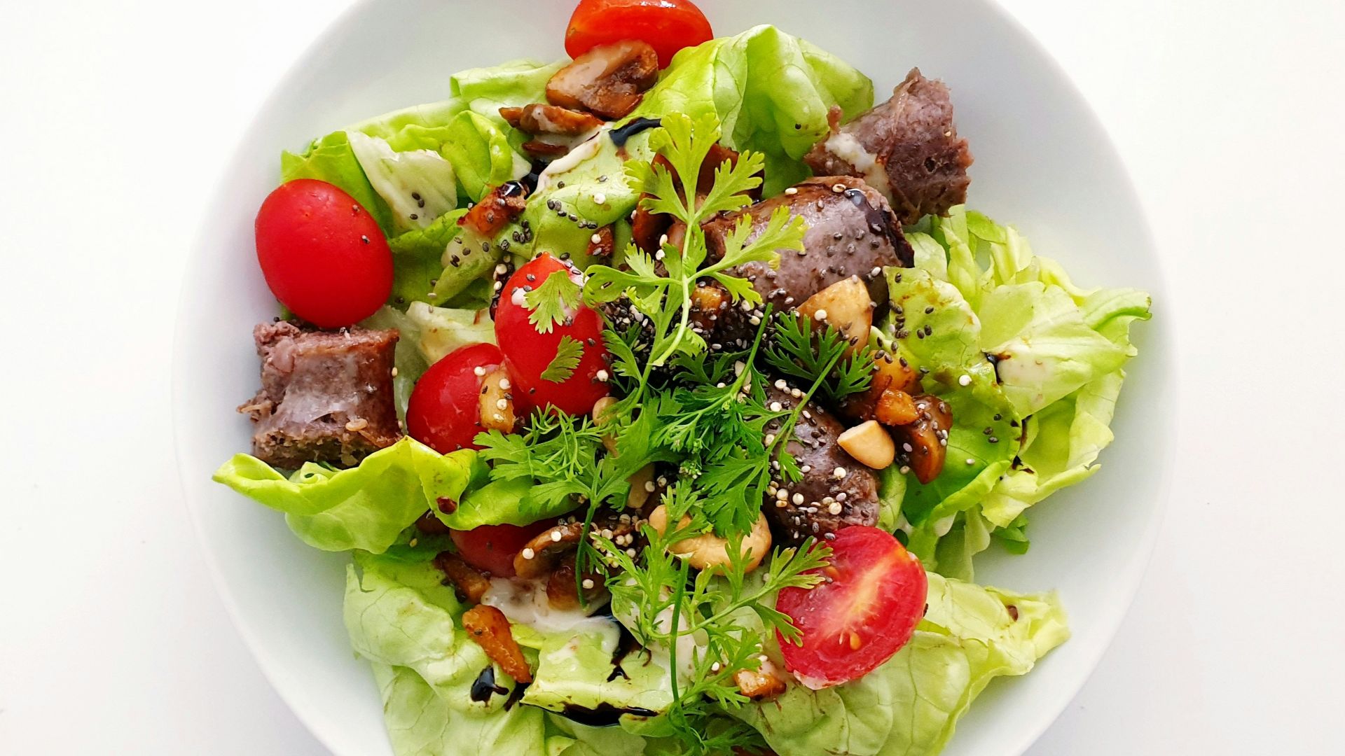 vegetable salad on white ceramic plate