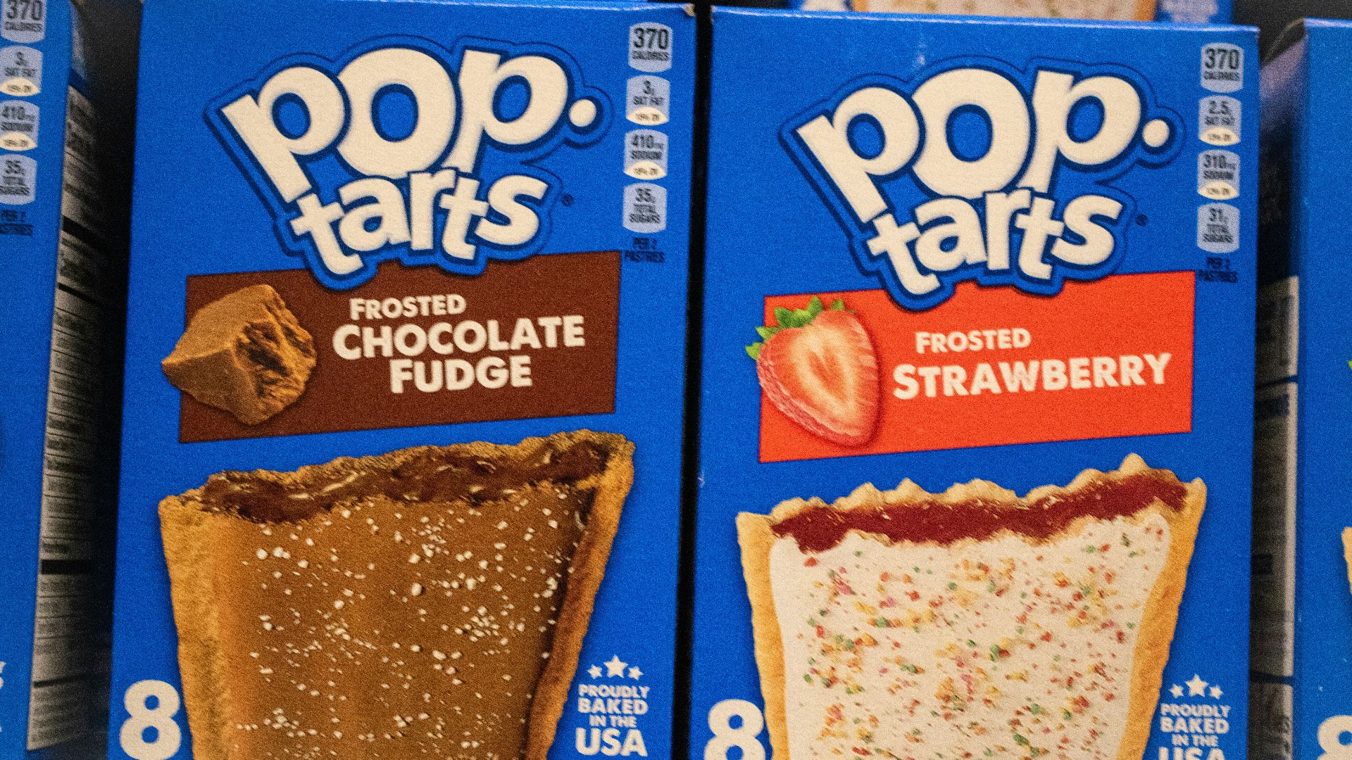 Boxes of pop-tarts: chocolate fudge and strawberry.