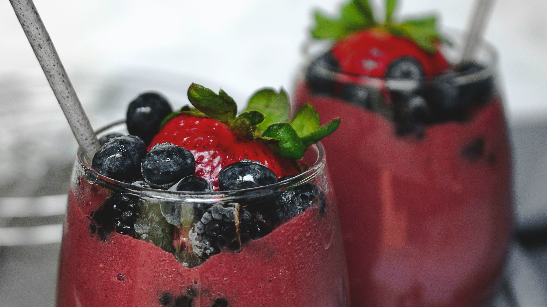 two fruit shake on glasses