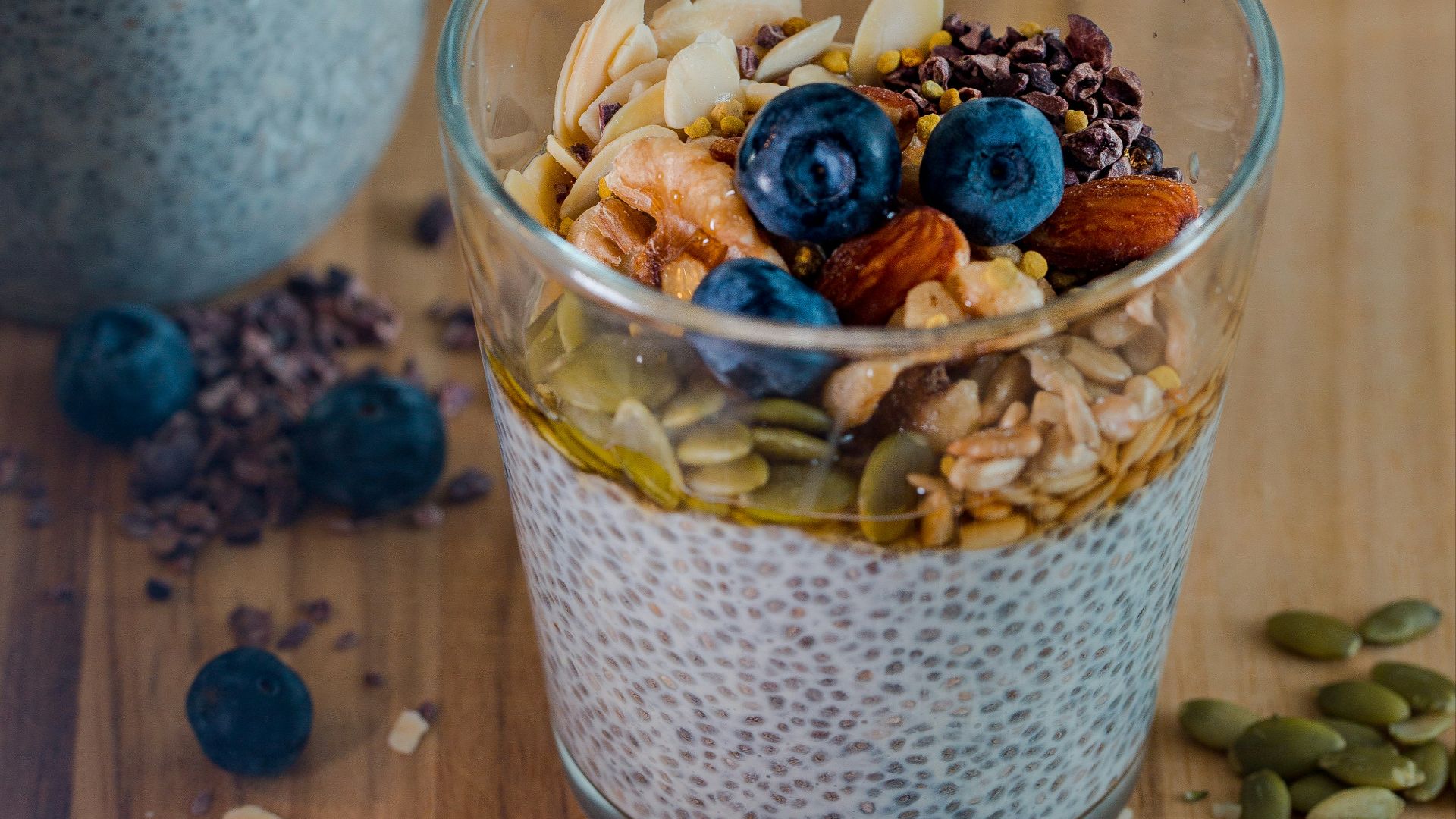 clear drinking glass with seeds