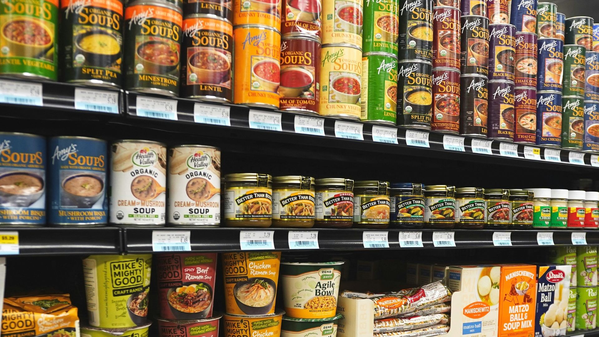 A grocery store filled with lots of food