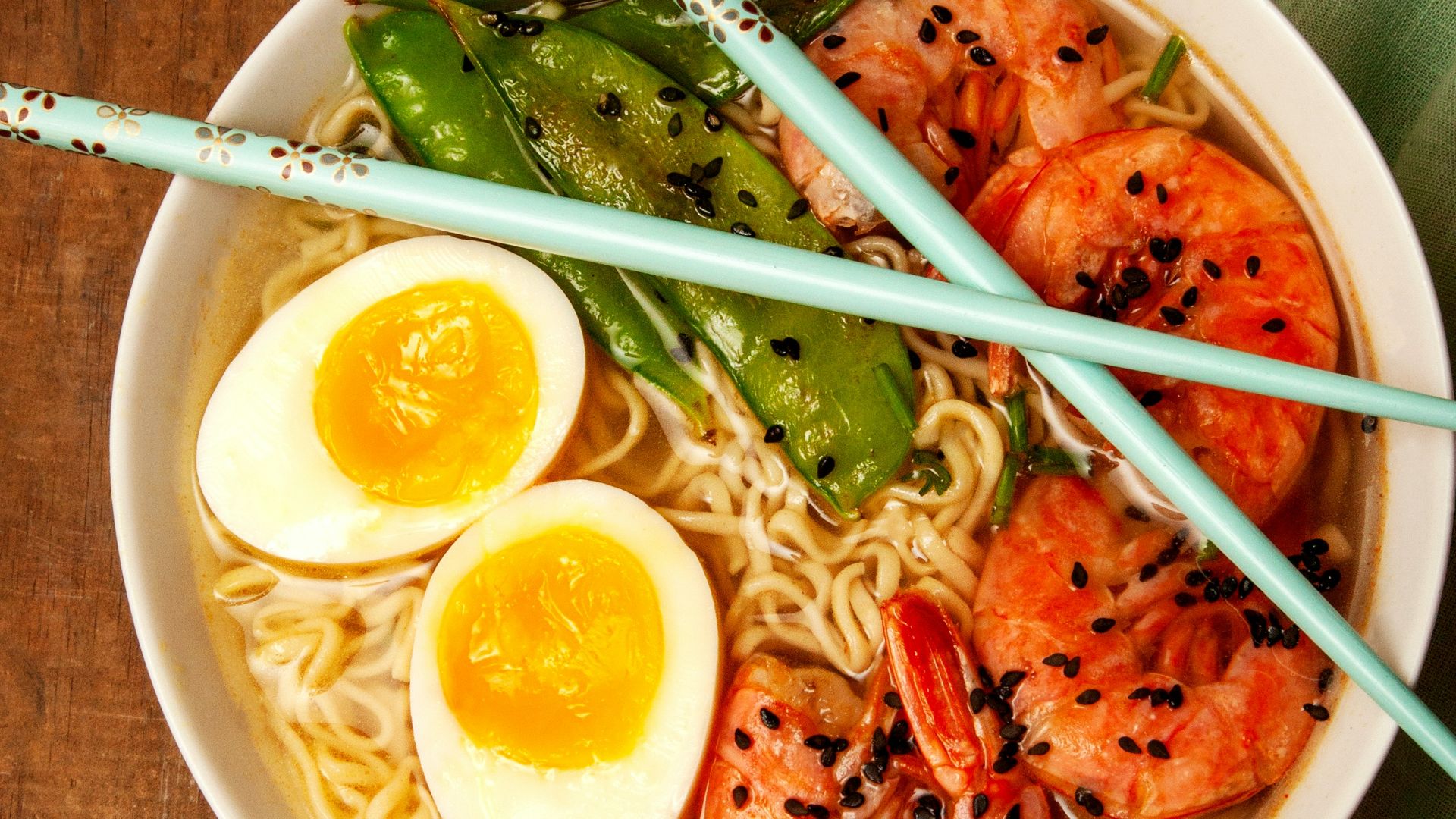 round white bowl with ramen and egg