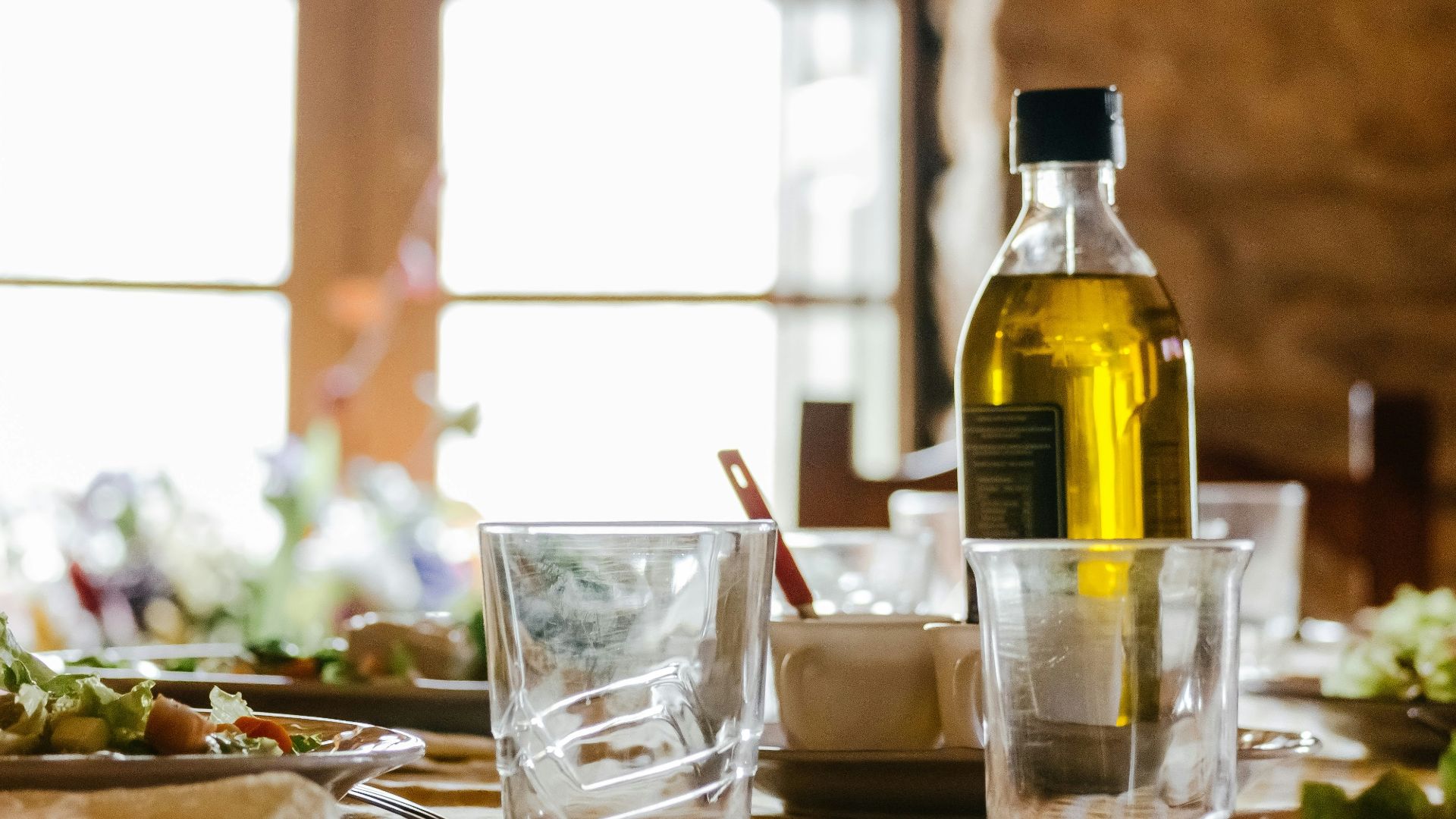 two empty clear rocks glasses