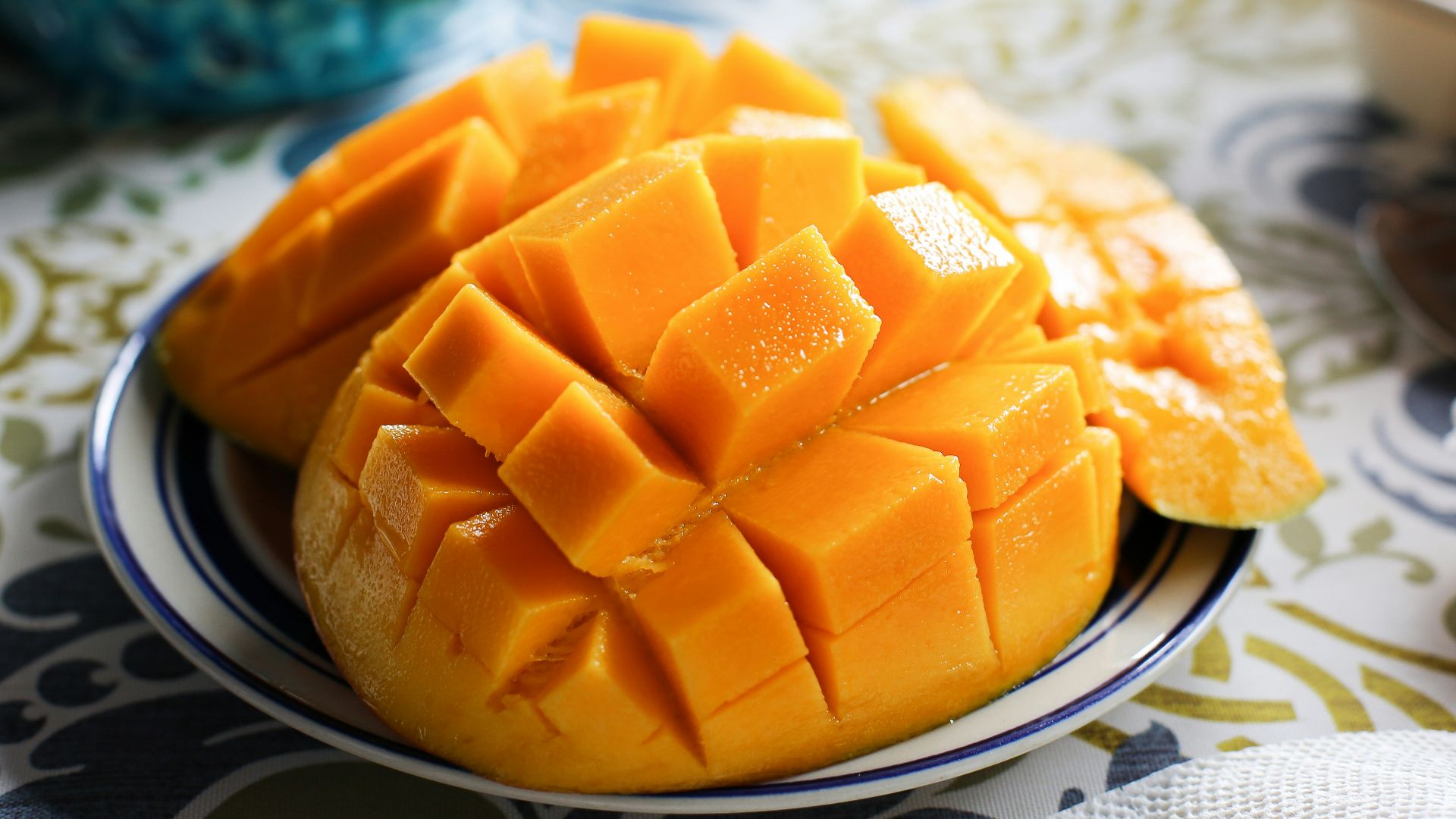 a close up of a plate of fruit on a table