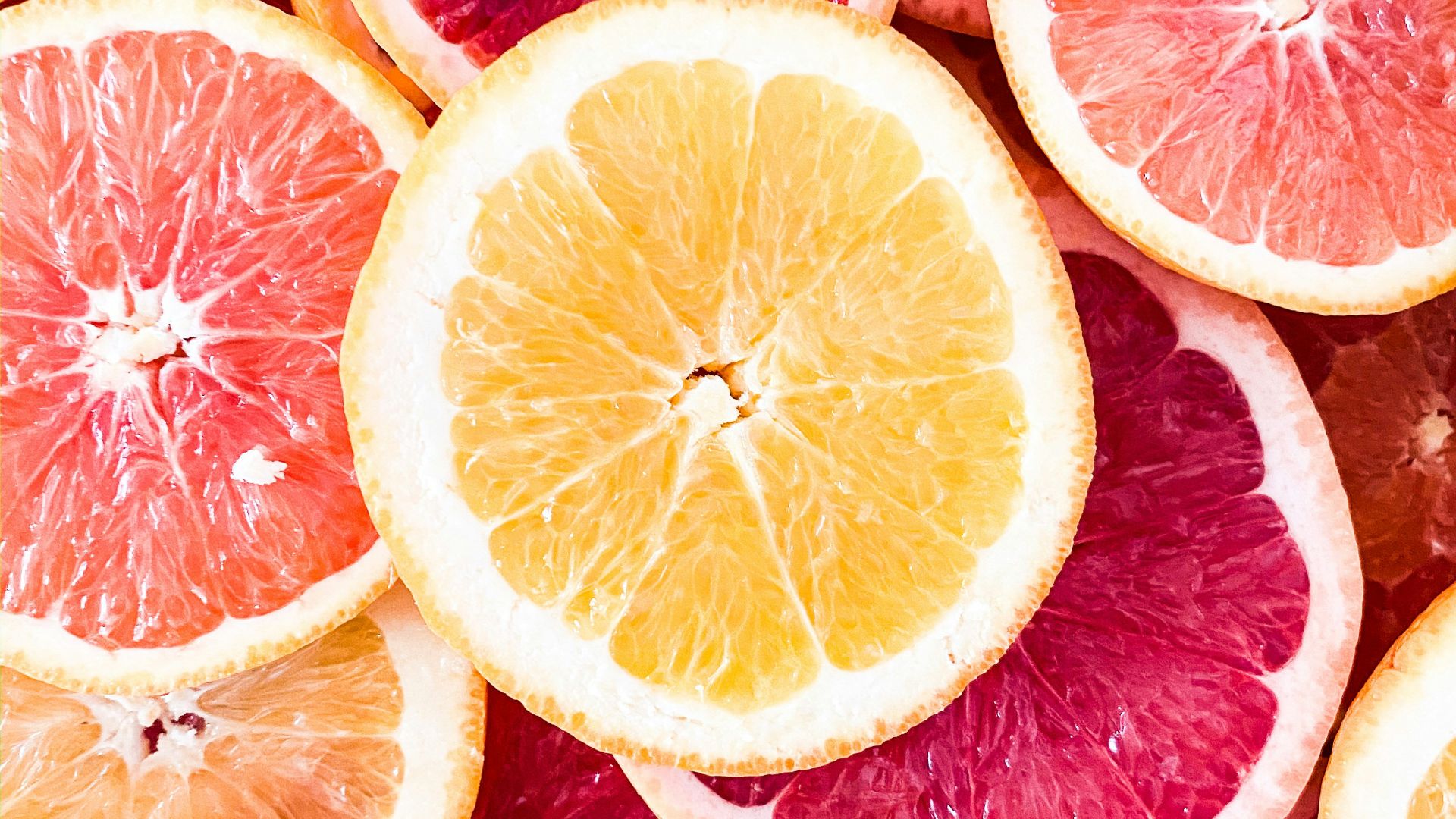 sliced grapefruits