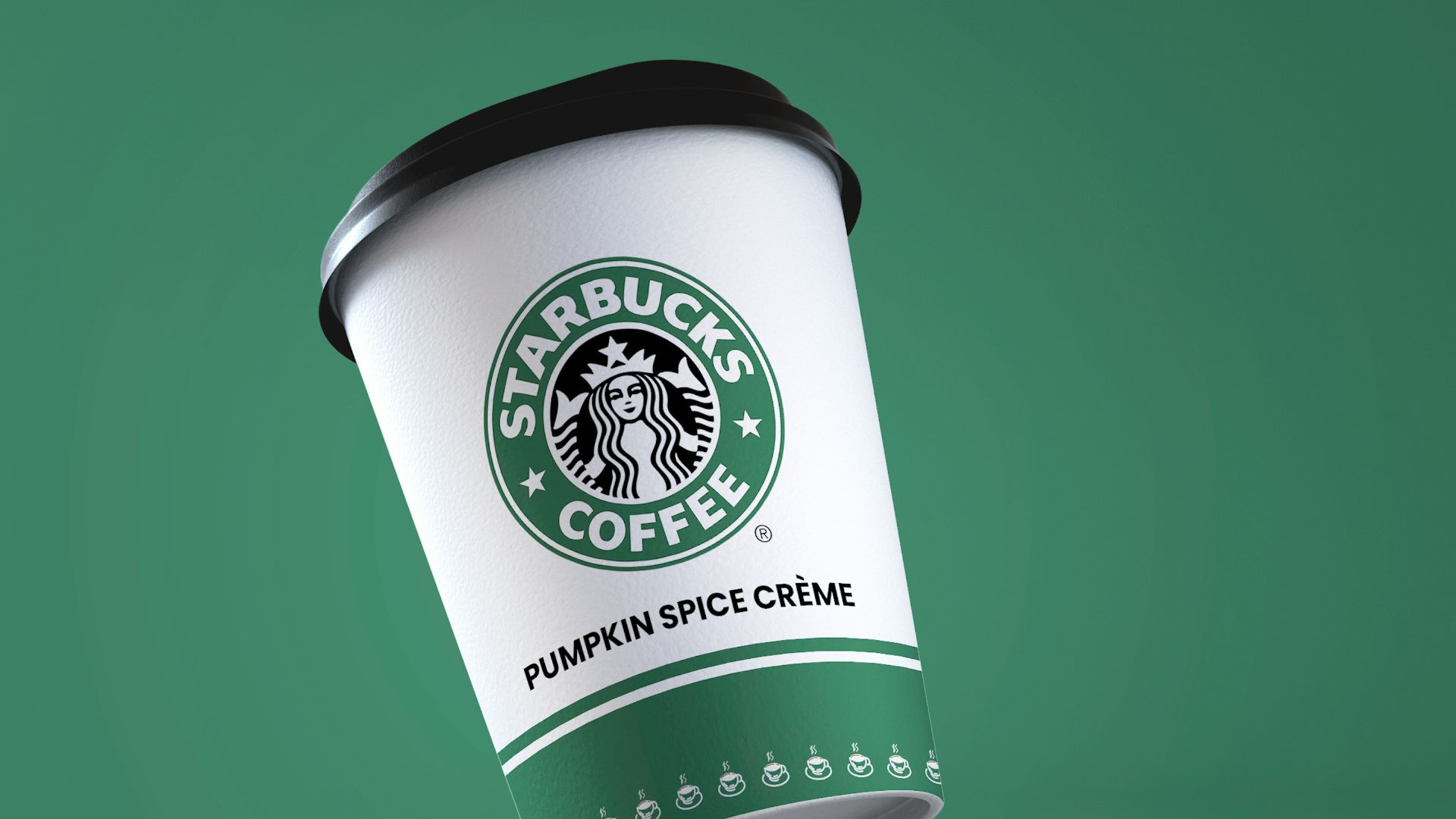 a starbucks coffee cup flying through the air