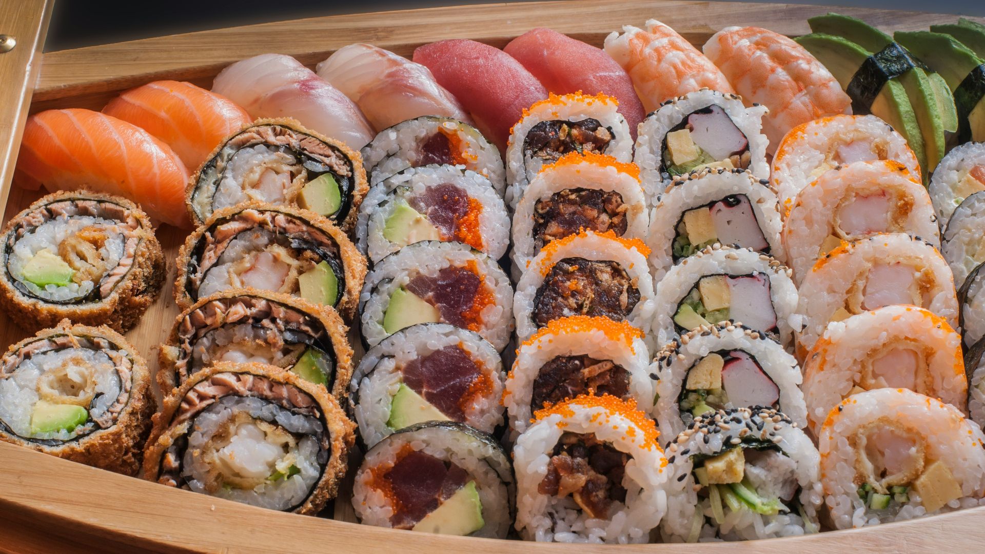 food photography of varieties of sushies