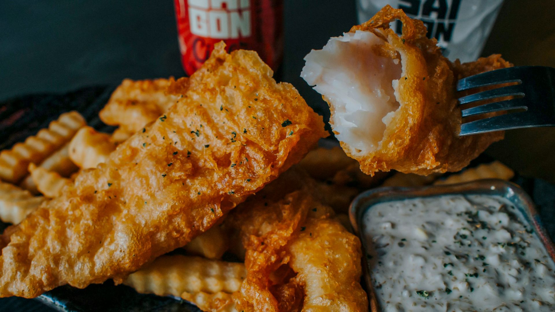 fried food on black tray