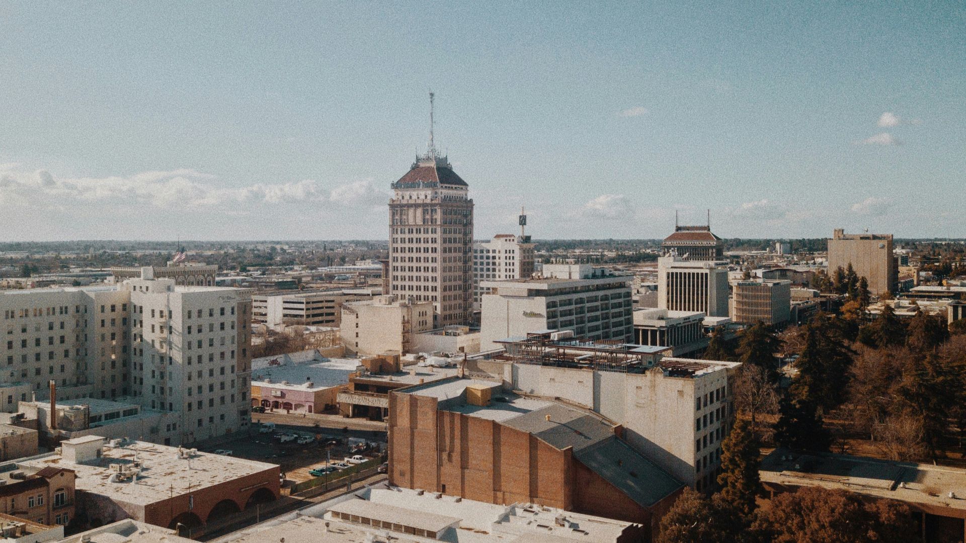 birds eye view of skyscrapers