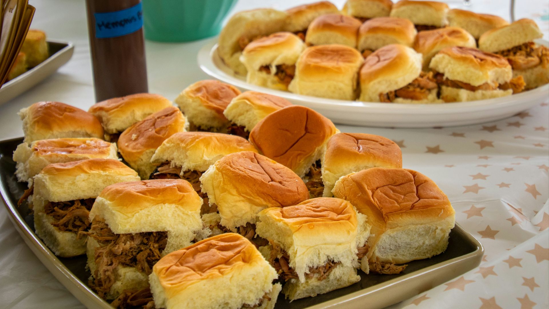 a couple of plates of food on a table