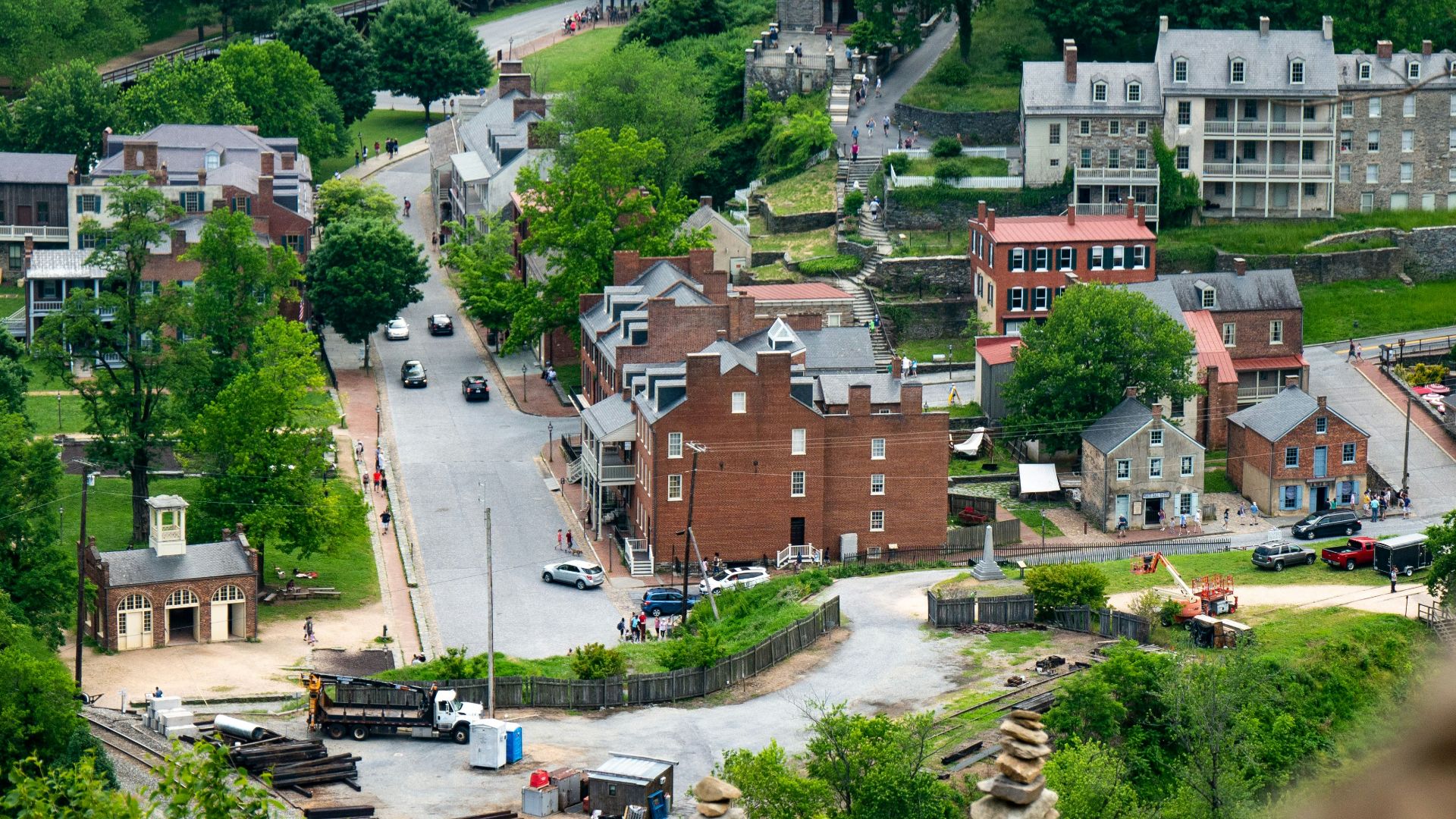 trees near cathedral and buildings