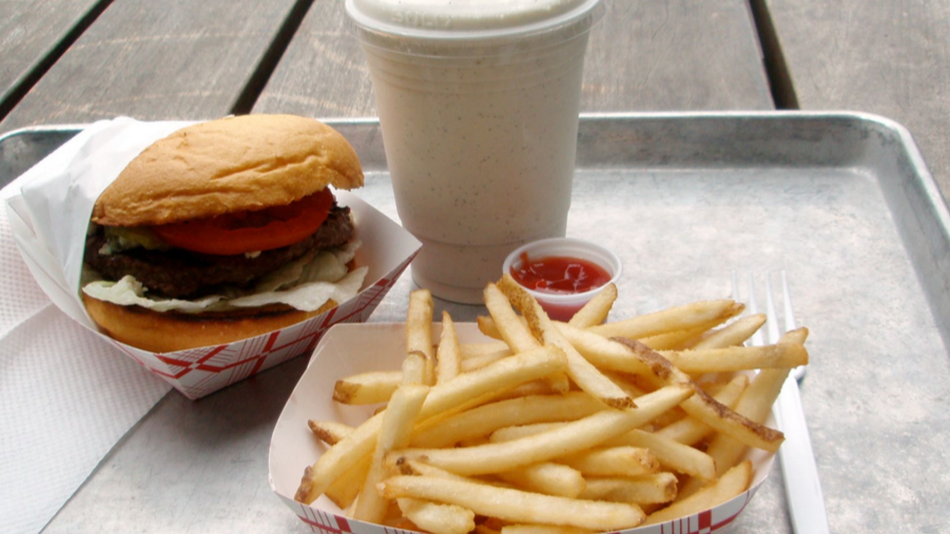 File:Burger fries and milkshake.jpg