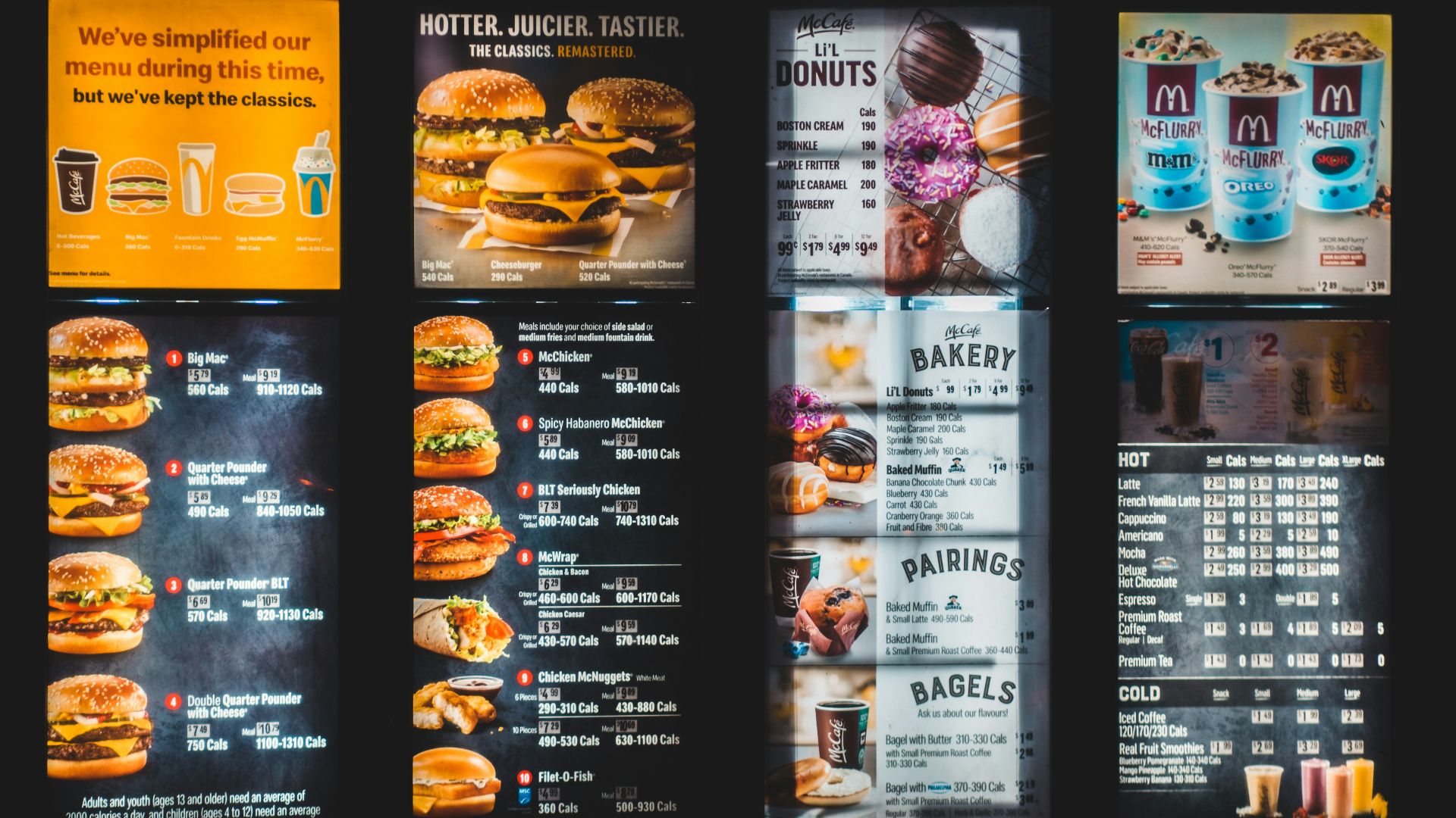 black and white menu list