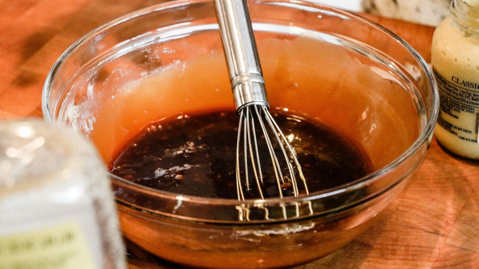 stainless steel fork in clear glass bowl