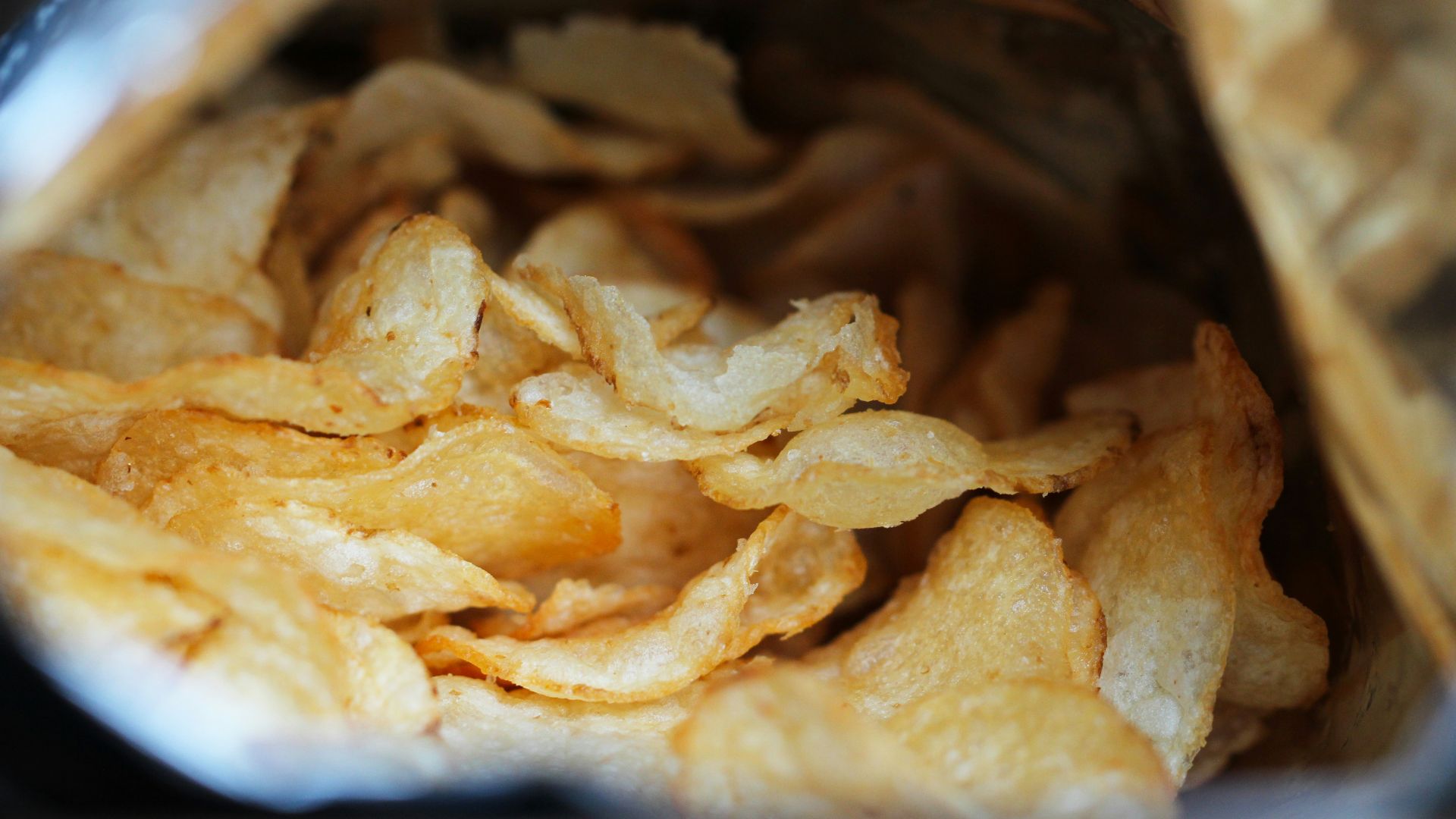 a close up of a bag of potato chips