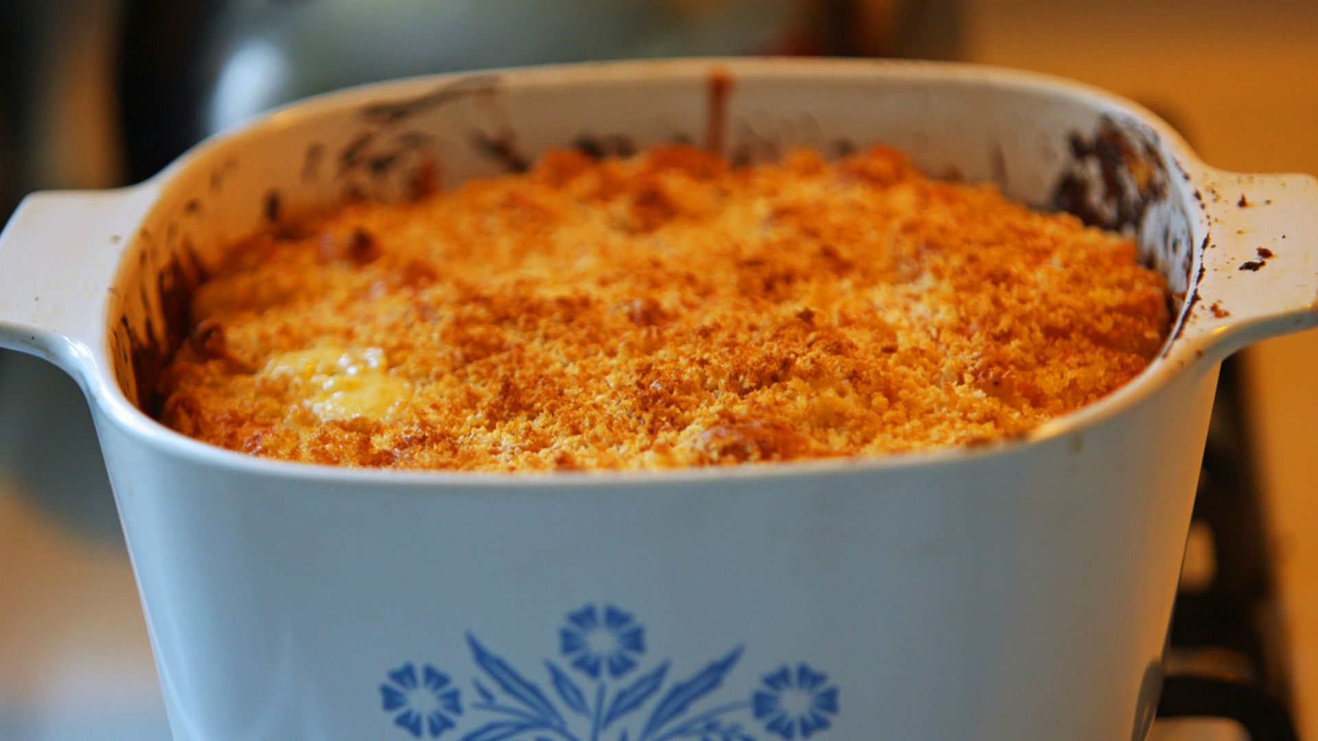 a casserole dish sitting on a stove top