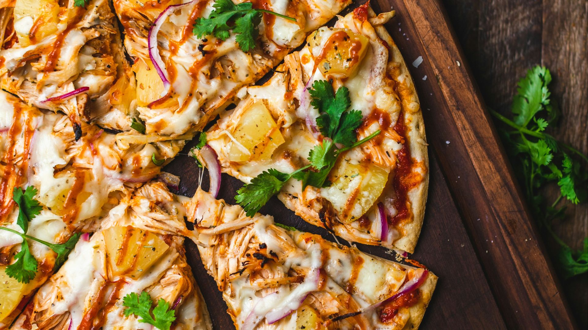 pizza on chopping board