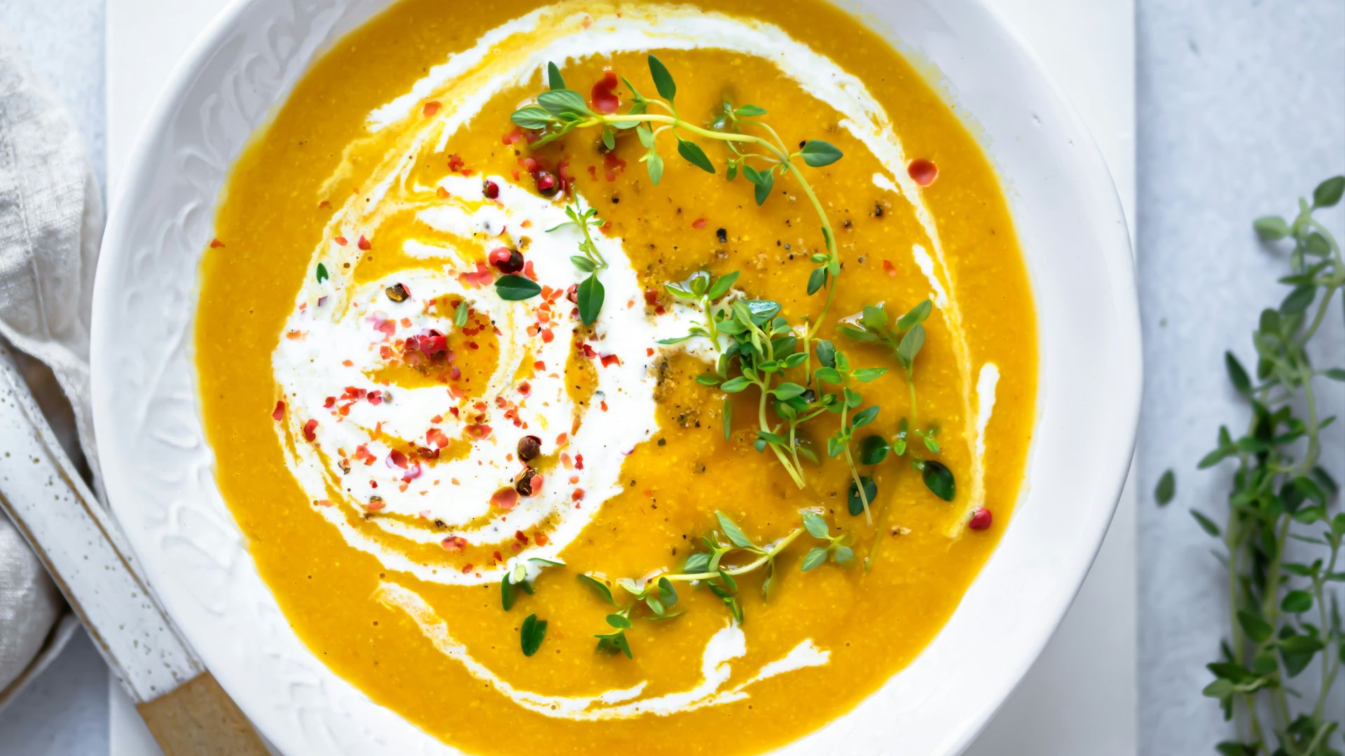 soup in white ceramic bowl