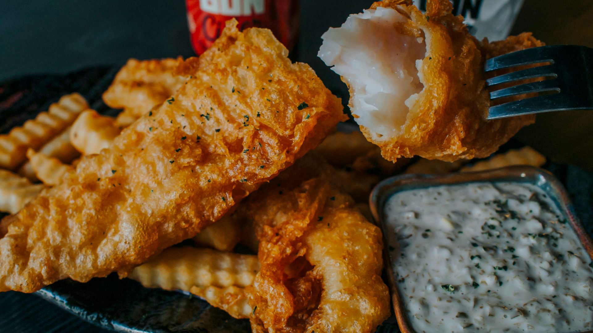fried food on black tray