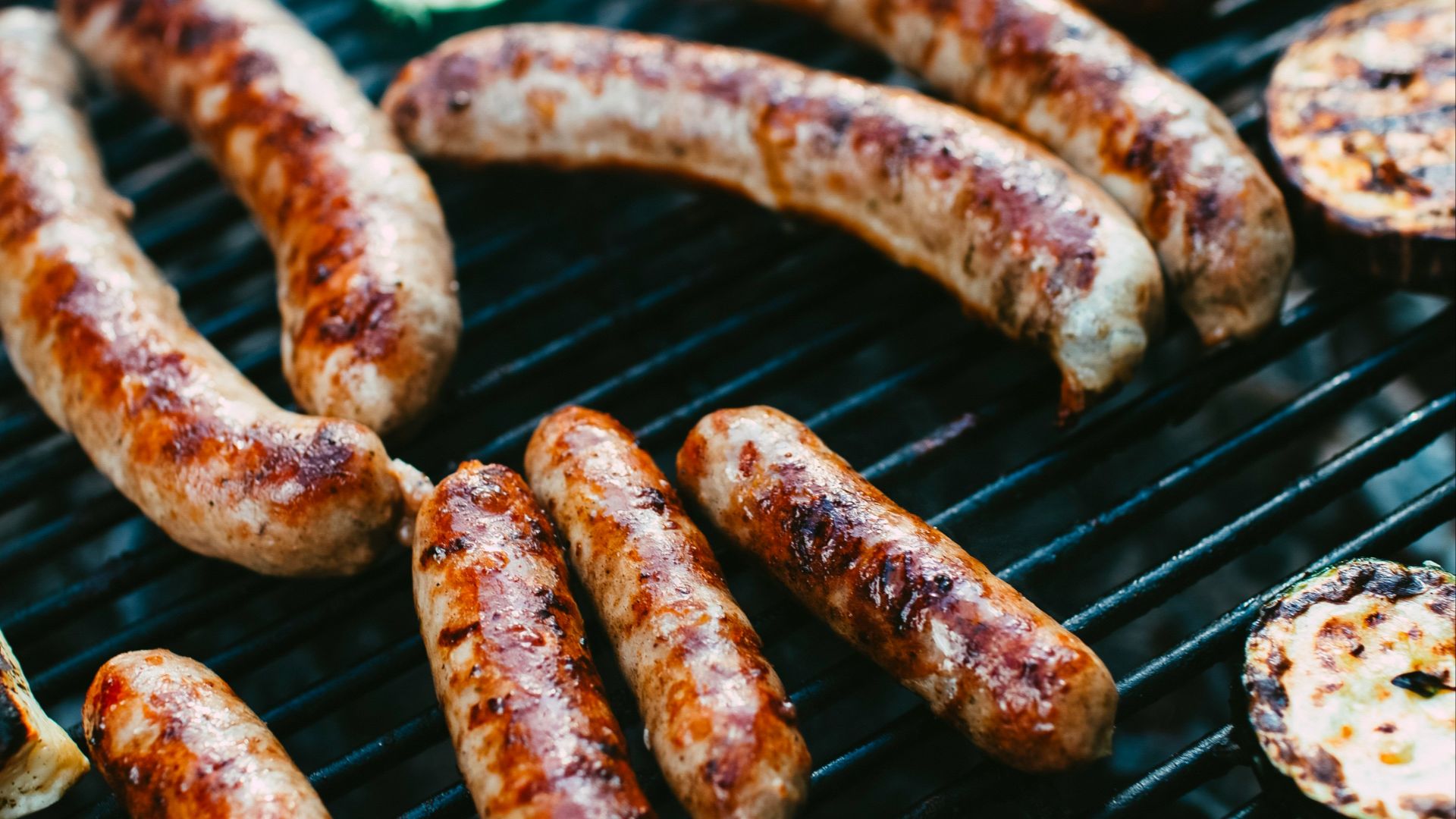 brown sausage on black grill